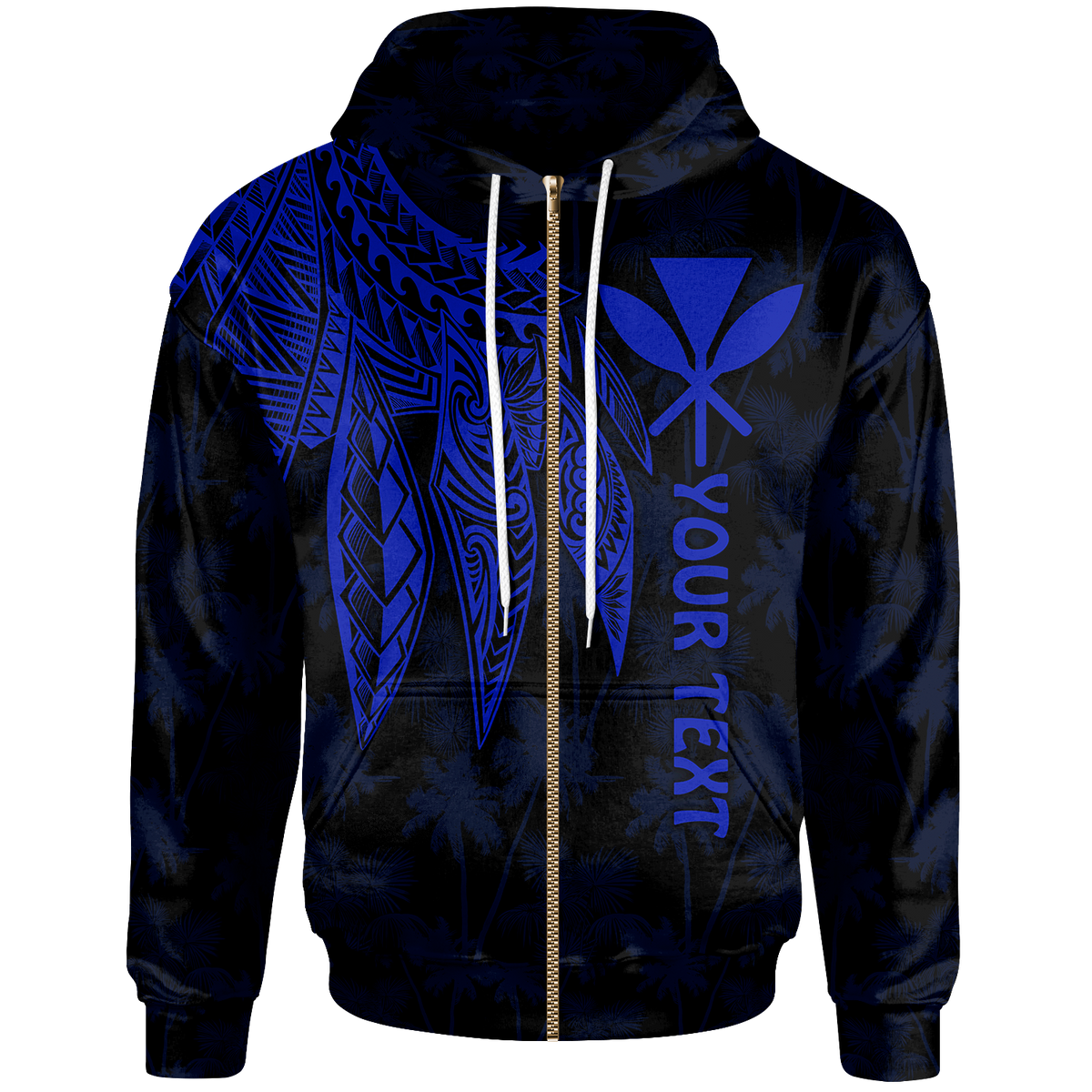 Polynesian Hawaii Kanaka Maoli Custom Hoodie Polynesian Wings (Blue) Unisex Blue - Polynesian Pride