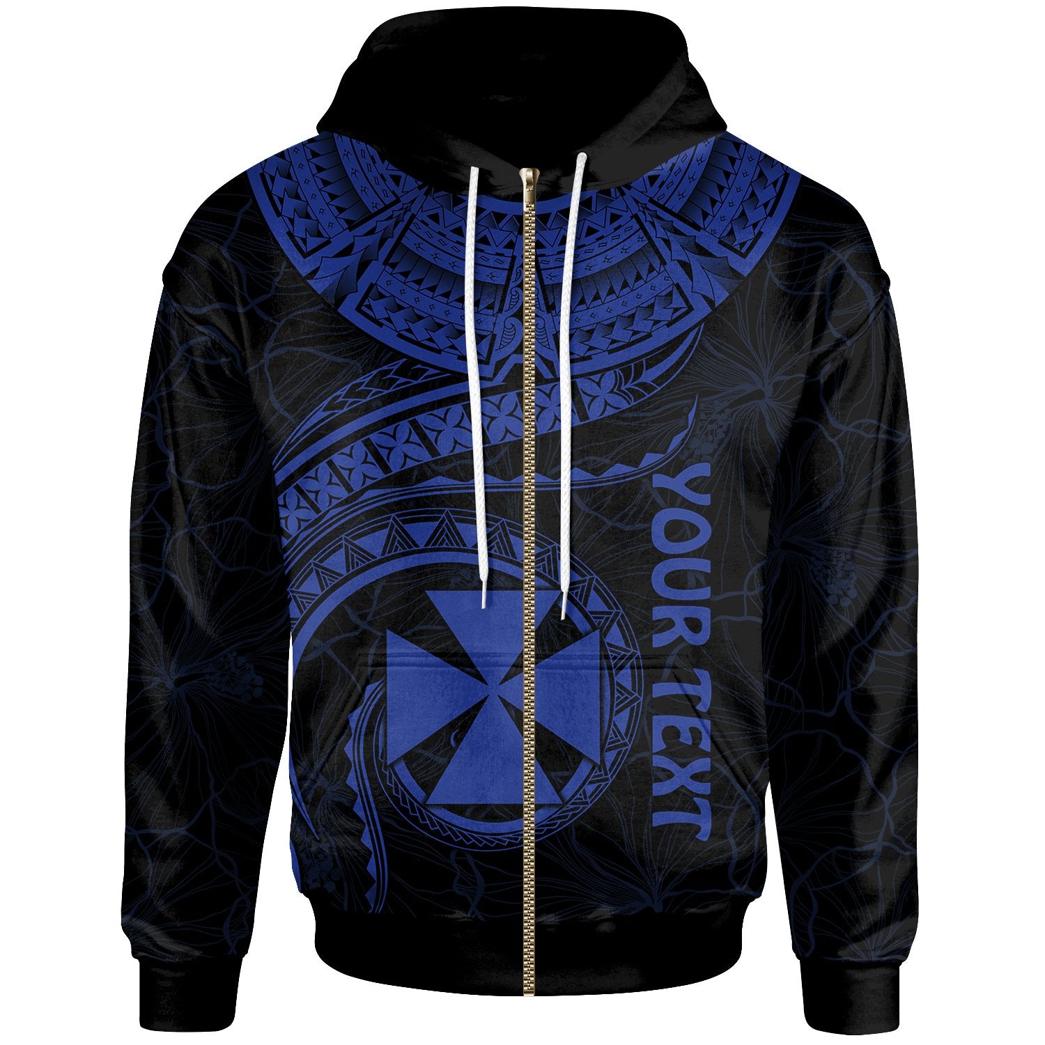 Wallis and Futuna Polynesian Custom Zip up Hoodie Wallis and Futuna Waves (Blue) Unisex Blue - Polynesian Pride