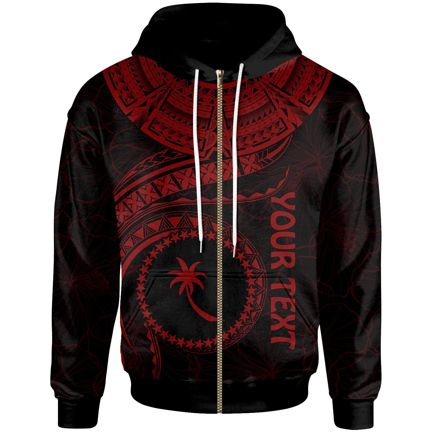 Chuuk Polynesian Custom Zip up Hoodie Chuuk Waves (Red) Unisex Red - Polynesian Pride