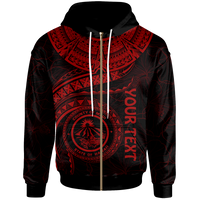 Polynesian Hawaii Custom Zip up Hoodie Maui Polynesian Waves (Red) Unisex Red - Polynesian Pride