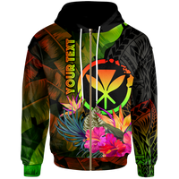 Polynesian Hawaii Kanaka Maoli Polynesian Custom Zip up Hoodie Hibiscus and Banana Leaves Unisex Reggae - Polynesian Pride