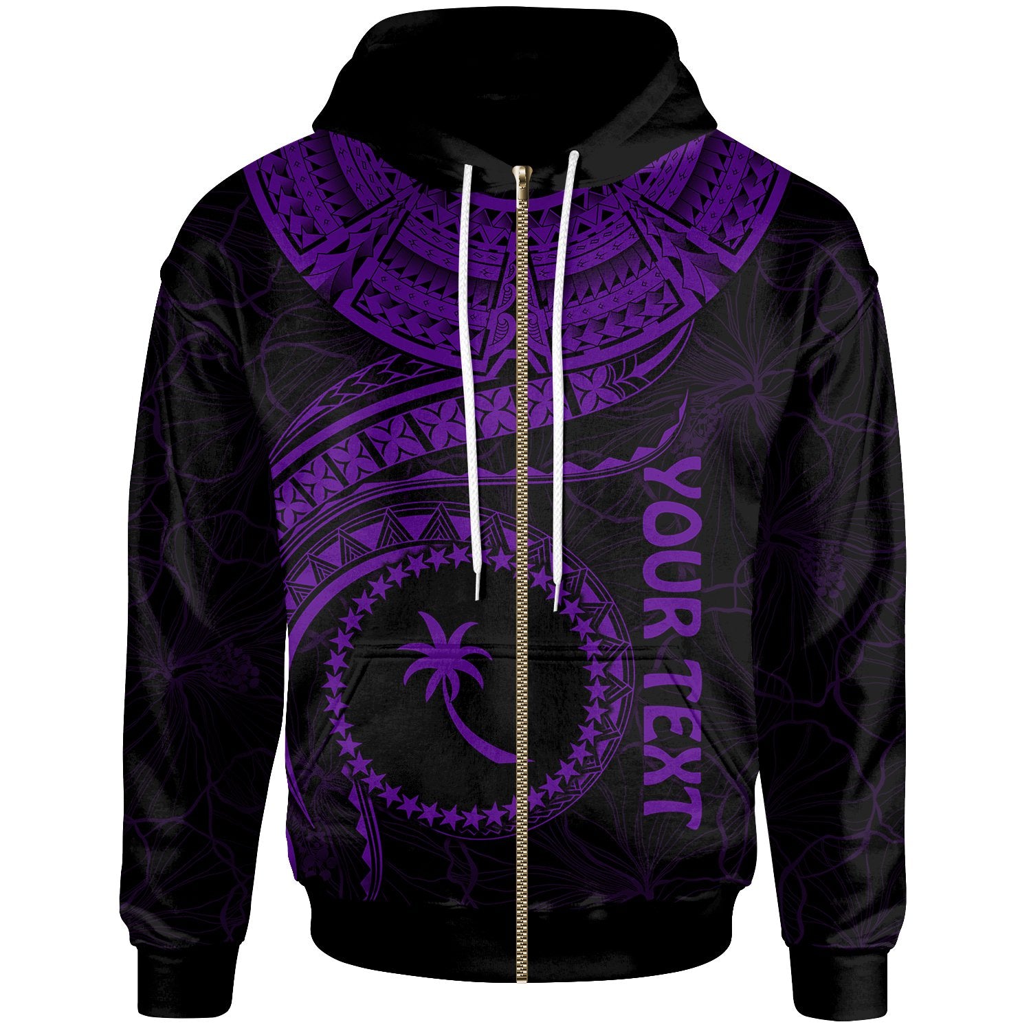 Chuuk Polynesian Custom Zip up Hoodie Chuuk Waves (Purple) Unisex Purple - Polynesian Pride