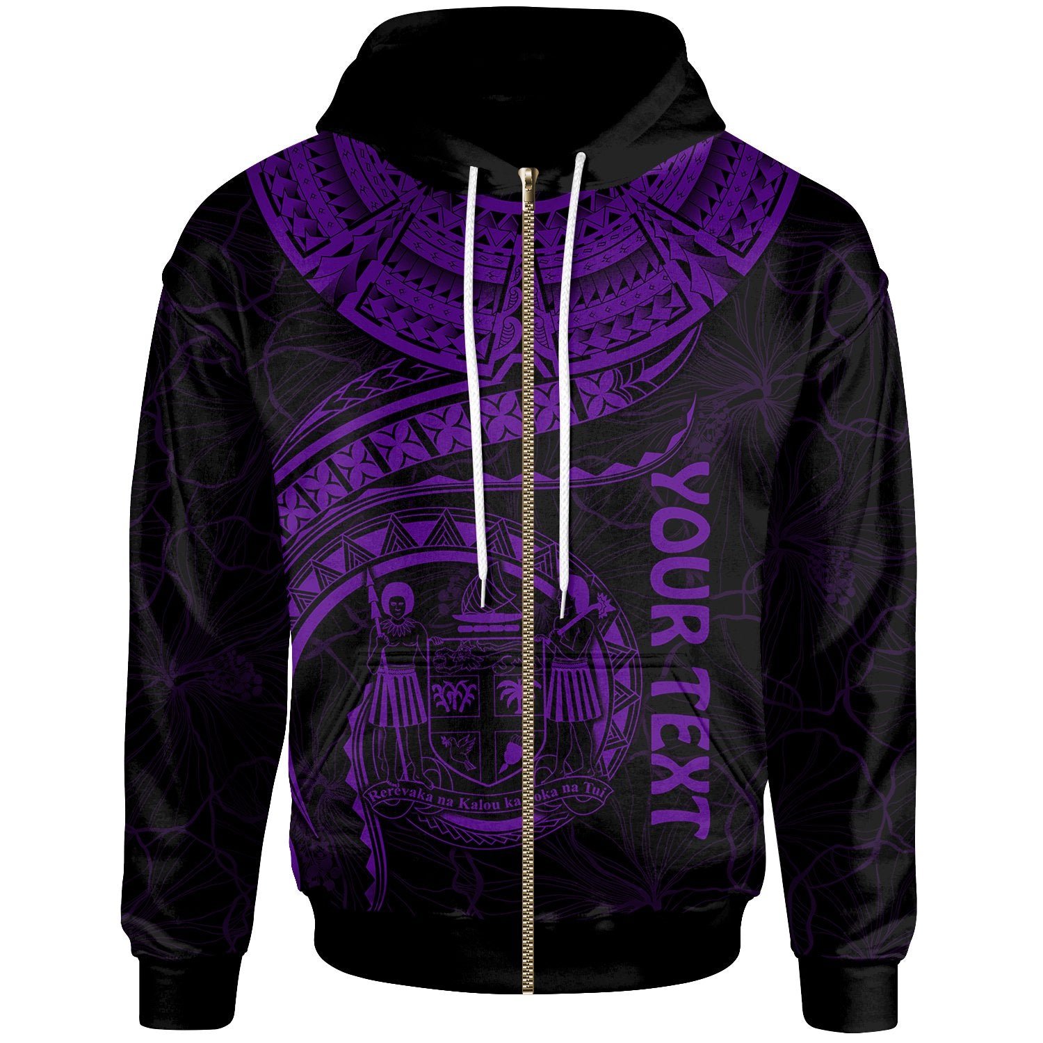 Fiji Polynesian Custom Zip up Hoodie Fiji Waves (Purple) Unisex Purple - Polynesian Pride