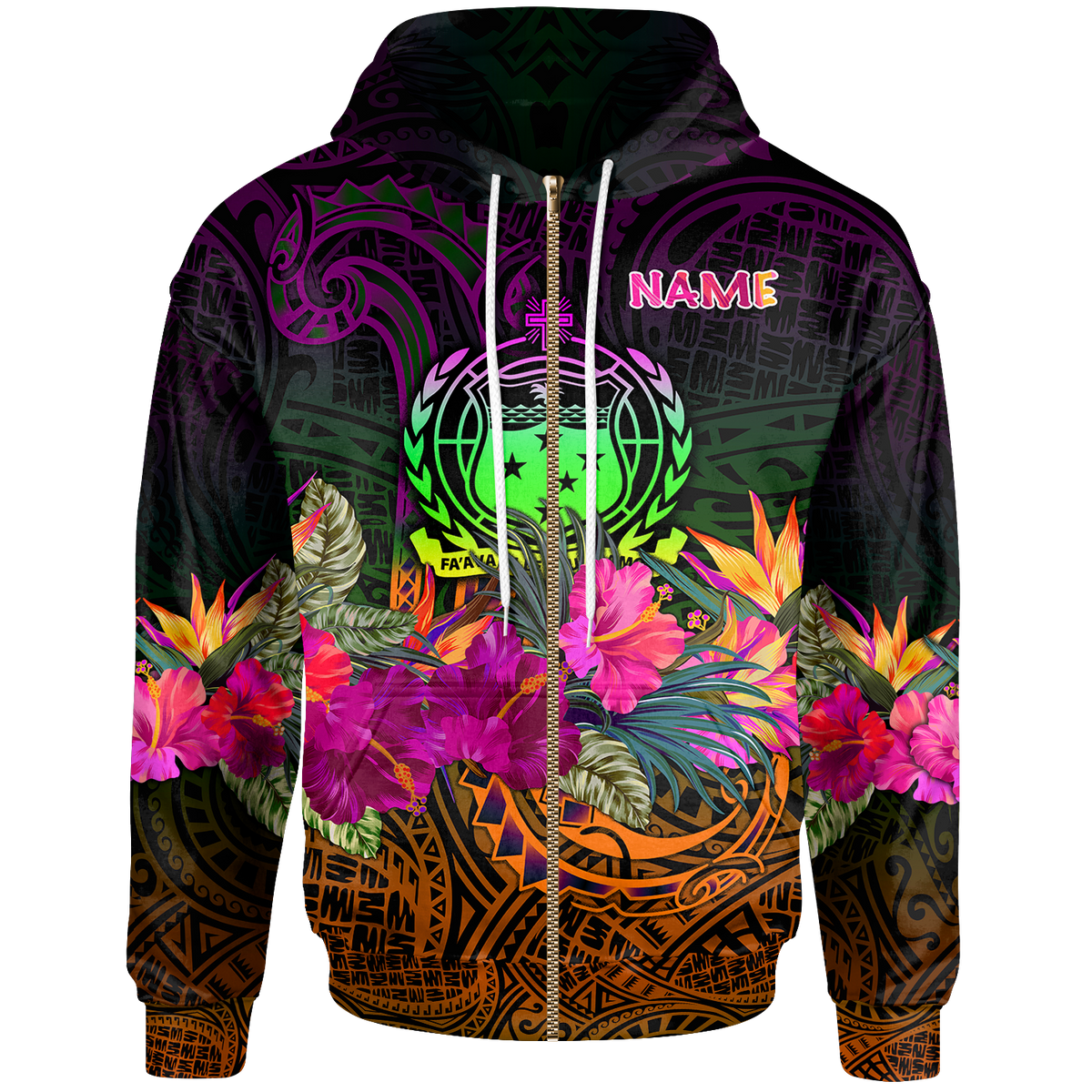 Samoa Custom Zip up Hoodie Summer Hibiscus Unisex Reggae - Polynesian Pride