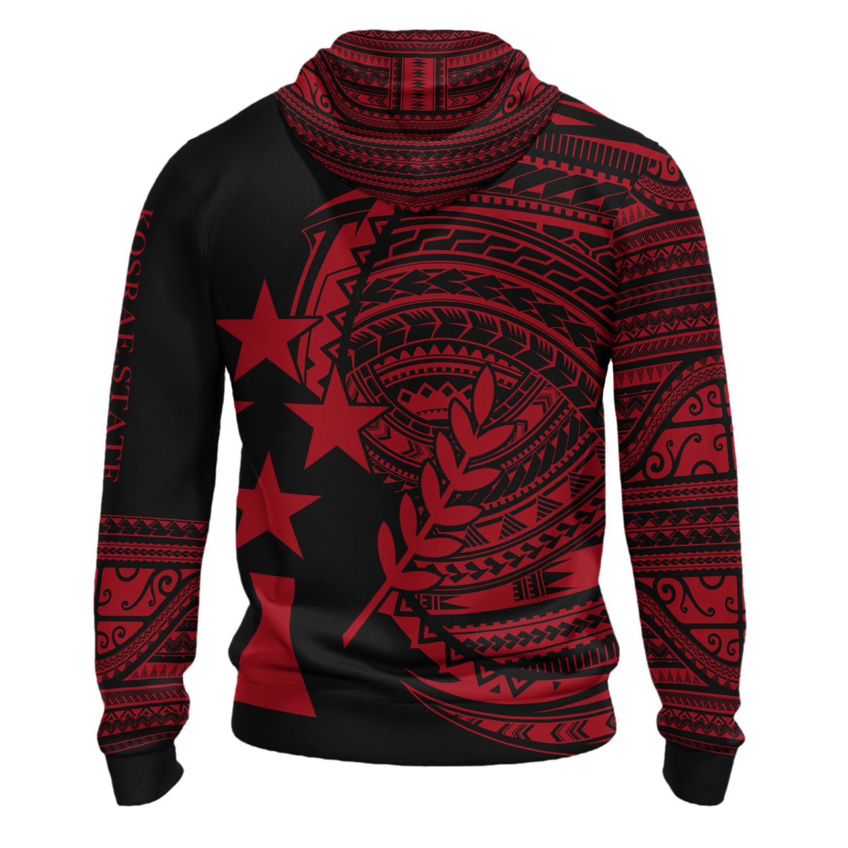 Kosrae Hoodie Micronesia Red Patterns With Coat of Arms - Polynesian Pride