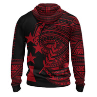 Kosrae Hoodie Micronesia Red Patterns With Coat of Arms - Polynesian Pride