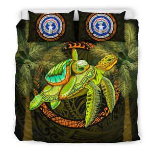 Northern Mariana Islands Bedding Set - Polynesian Turtle Palm Tree - Polynesian Pride