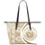 Hawaii Coat Of Arms Polynesian Small Leather Tote - Circle Style - Gold And White Gold - Polynesian Pride