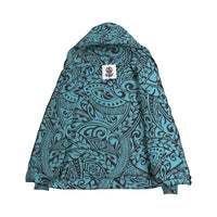Turquoise Polynesian Inside Print Zip Hoodie - Polynesian Pride