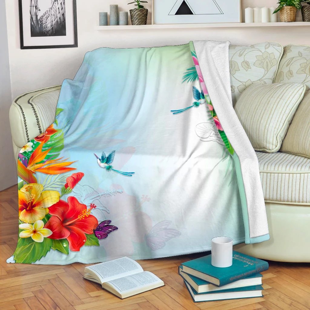 Hawaii Flowers Premium Blanket White - Polynesian Pride