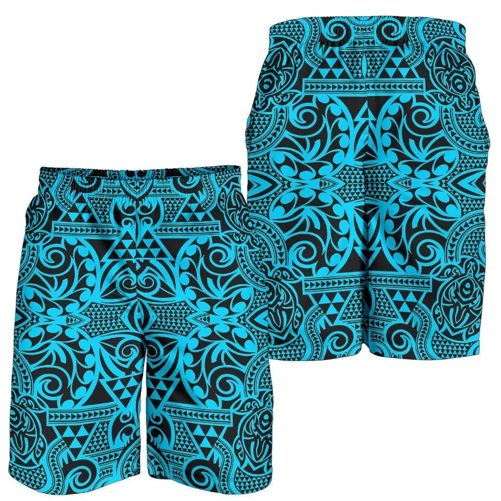 Polynesian Kakau Turtle Blue Men's Short Blue - Polynesian Pride