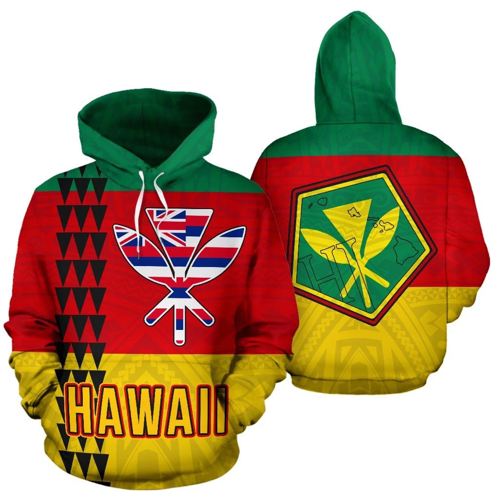 Hawaii Kanaka Flag Hoodie Unisex White - Polynesian Pride