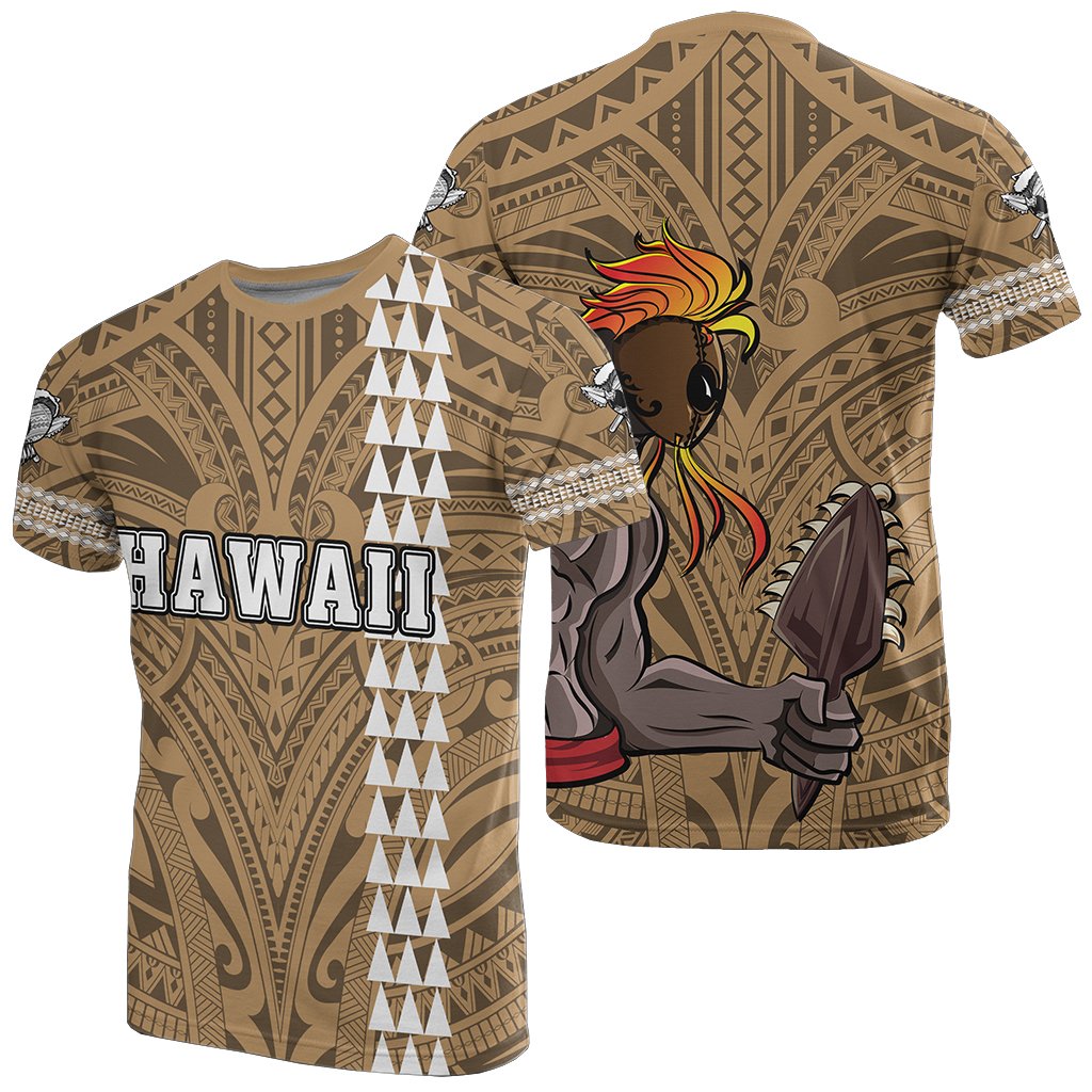 Hawaiian Islands Warrior Kakau Gold Polynesian T Shirt Unisex Gold - Polynesian Pride