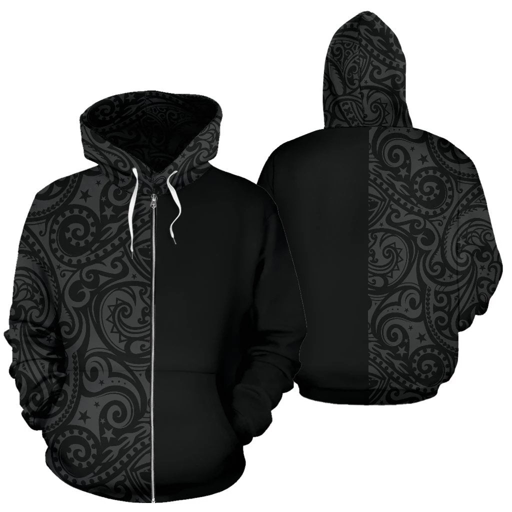 Polynesian Hoodie Zip up Half Style 01 Unisex Gray - Polynesian Pride