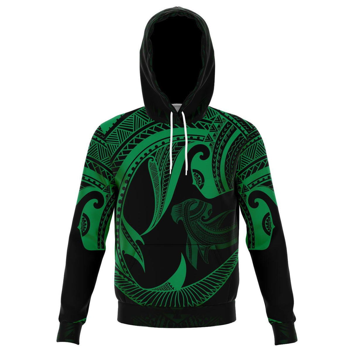 Hawaii Hoodie Polynesian Hammerhead Shark Green - Polynesian Pride