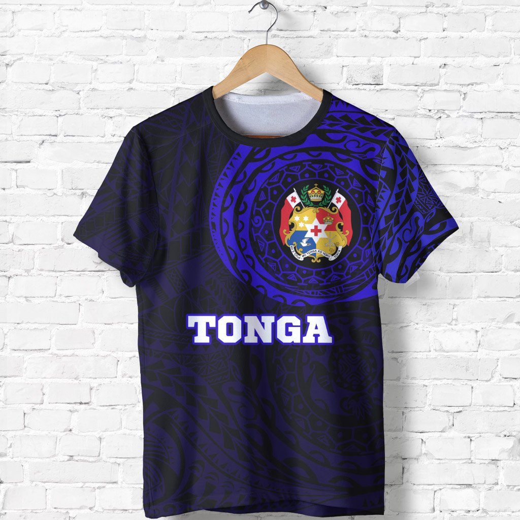 Tonga T Shirt Tonga Coat of Arms Polynesian Tattoo Style Special Blue Unisex Blue - Polynesian Pride