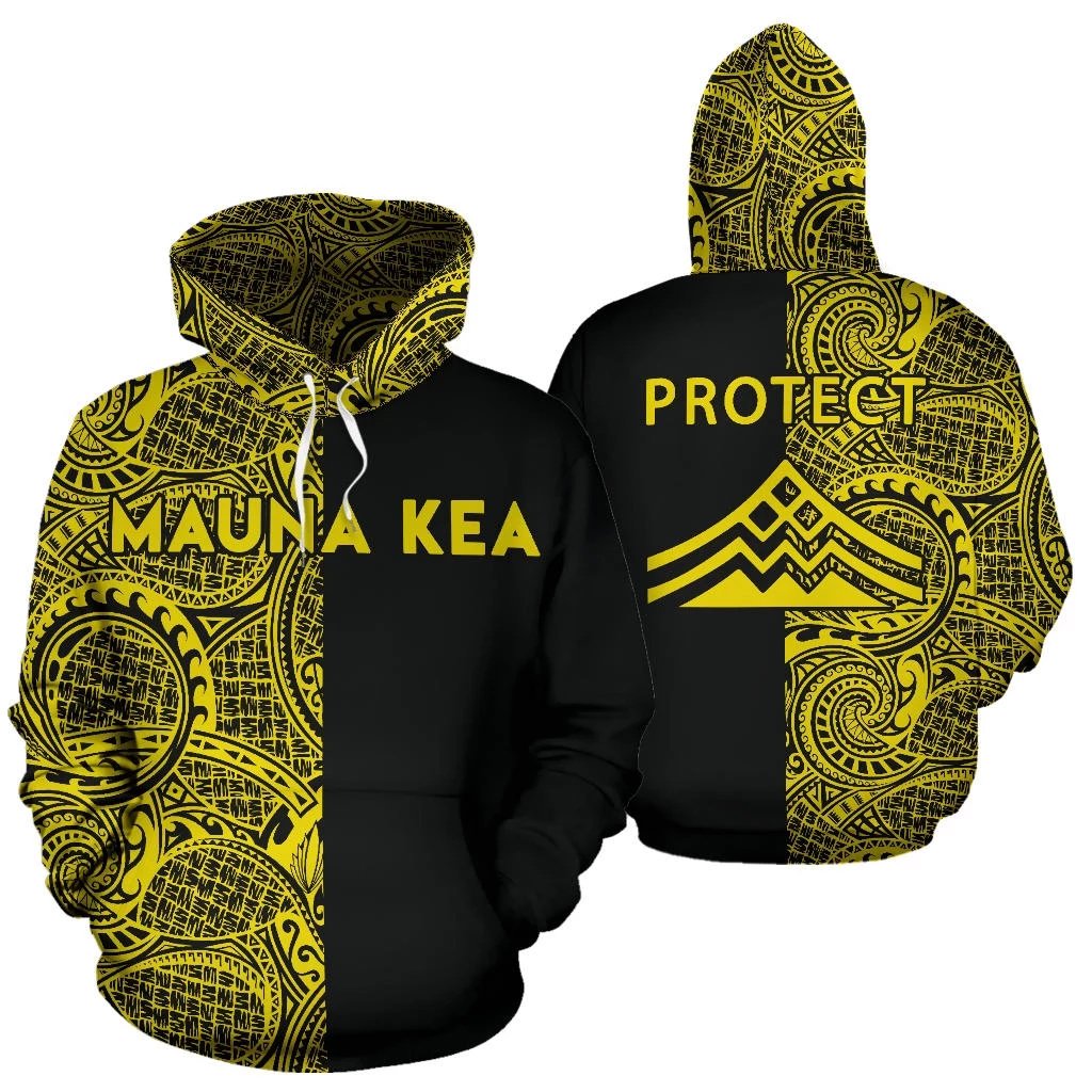 Hawaii Mauna Kea Polynesian Zip up Hoodie The Half Yellow Unisex Yellow - Polynesian Pride