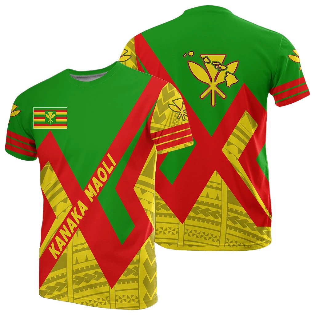 Kanaka Maoli Flag Polynesian T Shirt Cross Style Unisex Green - Polynesian Pride