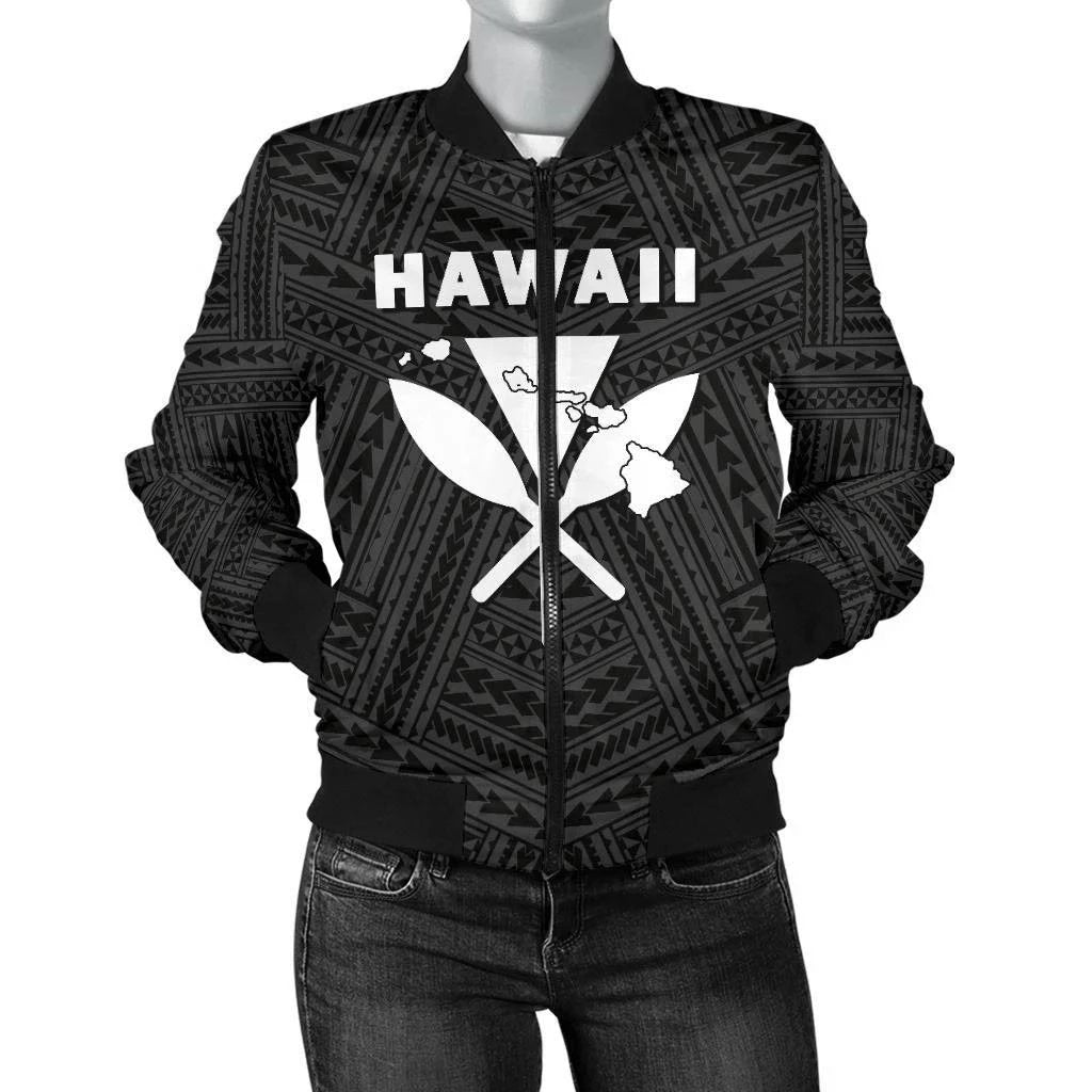 Hawaii Kanaka Polynesian Women's Bomber Jacket White White - Polynesian Pride