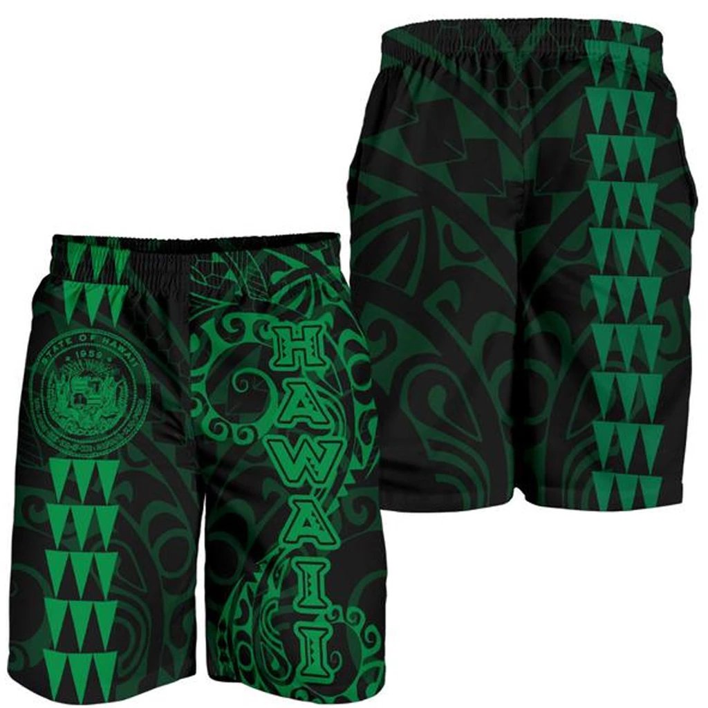 Hawaii Coat Of Arms Men's Shorts Green Green - Polynesian Pride