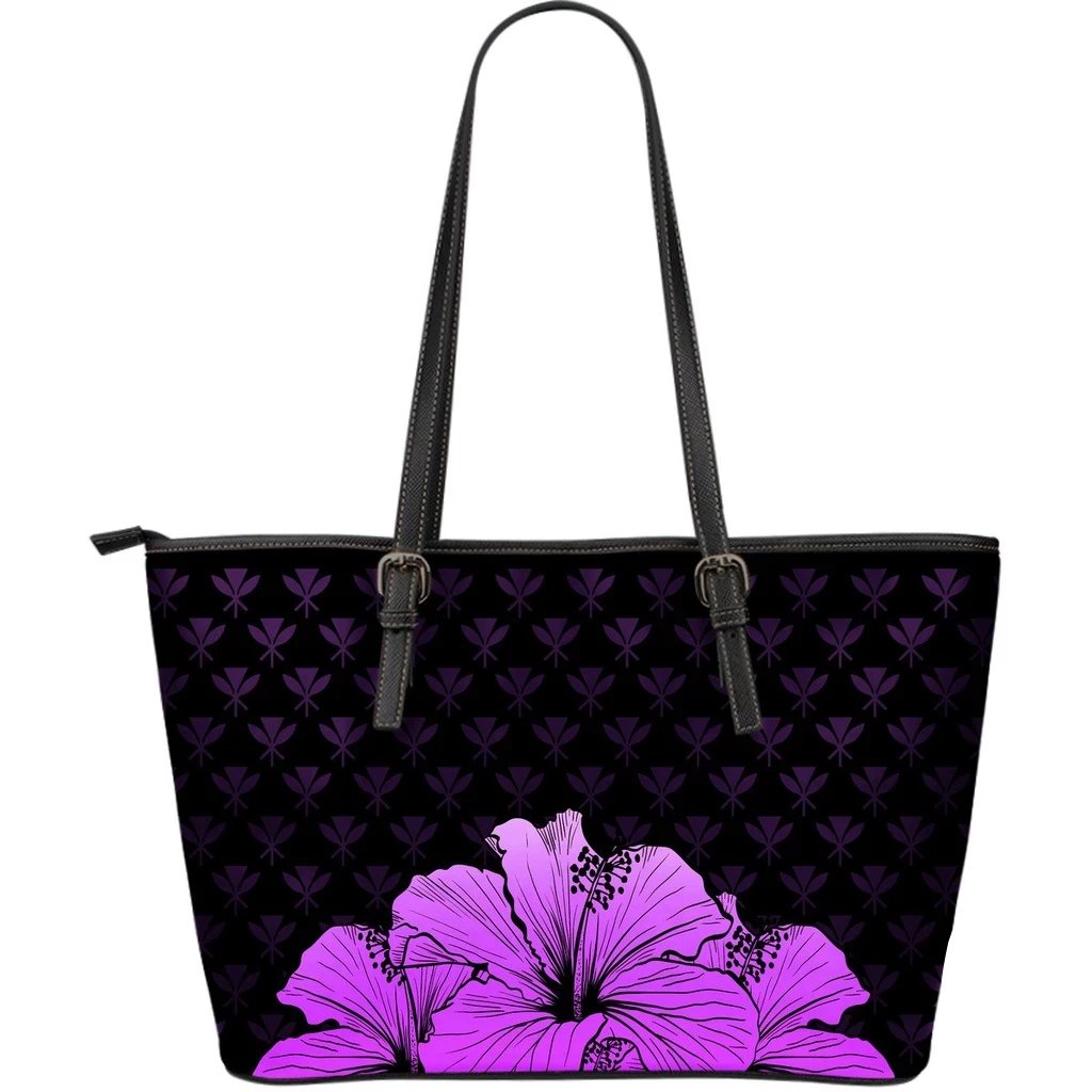 Kanaka Hibiscus Large Leather Tote Pink - Rich Style Pink - Polynesian Pride