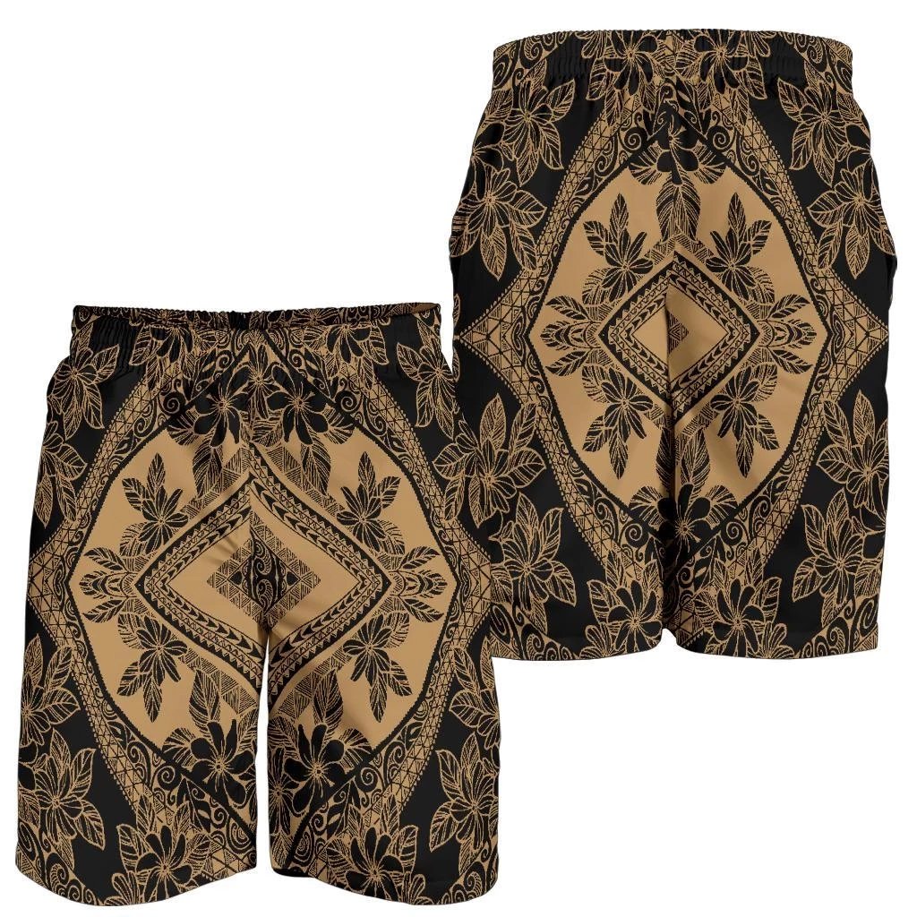 Polynesian Plumeria Mix Gold Black Men's Short Gold - Polynesian Pride