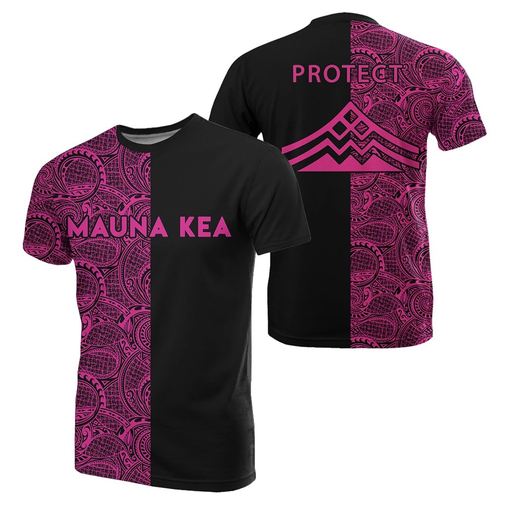 Hawaii Mauna Kea Polynesian T Shirt The Half Pink Unisex Pink - Polynesian Pride