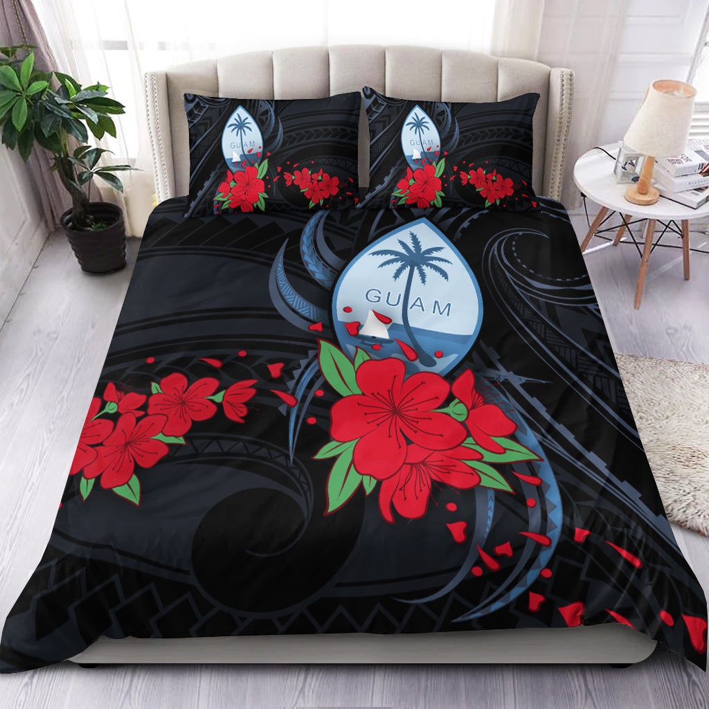 Guam Bedding Set Polynesian Flowers Version Black LT13 Black - Polynesian Pride