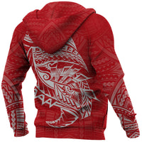 Samoa Rugby Hoodie Samoa Coat of Arms Polynesians Tattoo Style Red - Polynesian Pride