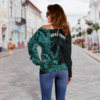 (Custom Personalised) Hawaii Polynesian Off Shoulder Sweater Ukulele Turquoise LT13 - Polynesian Pride