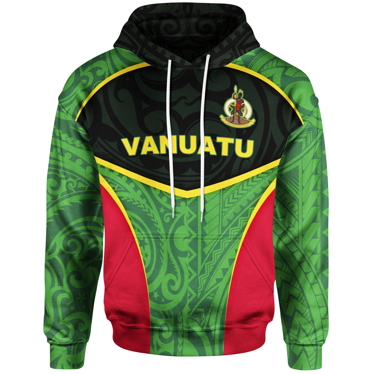 Vanuatu Polynesian Hoodie Flag Sport Style Unisex Green - Polynesian Pride