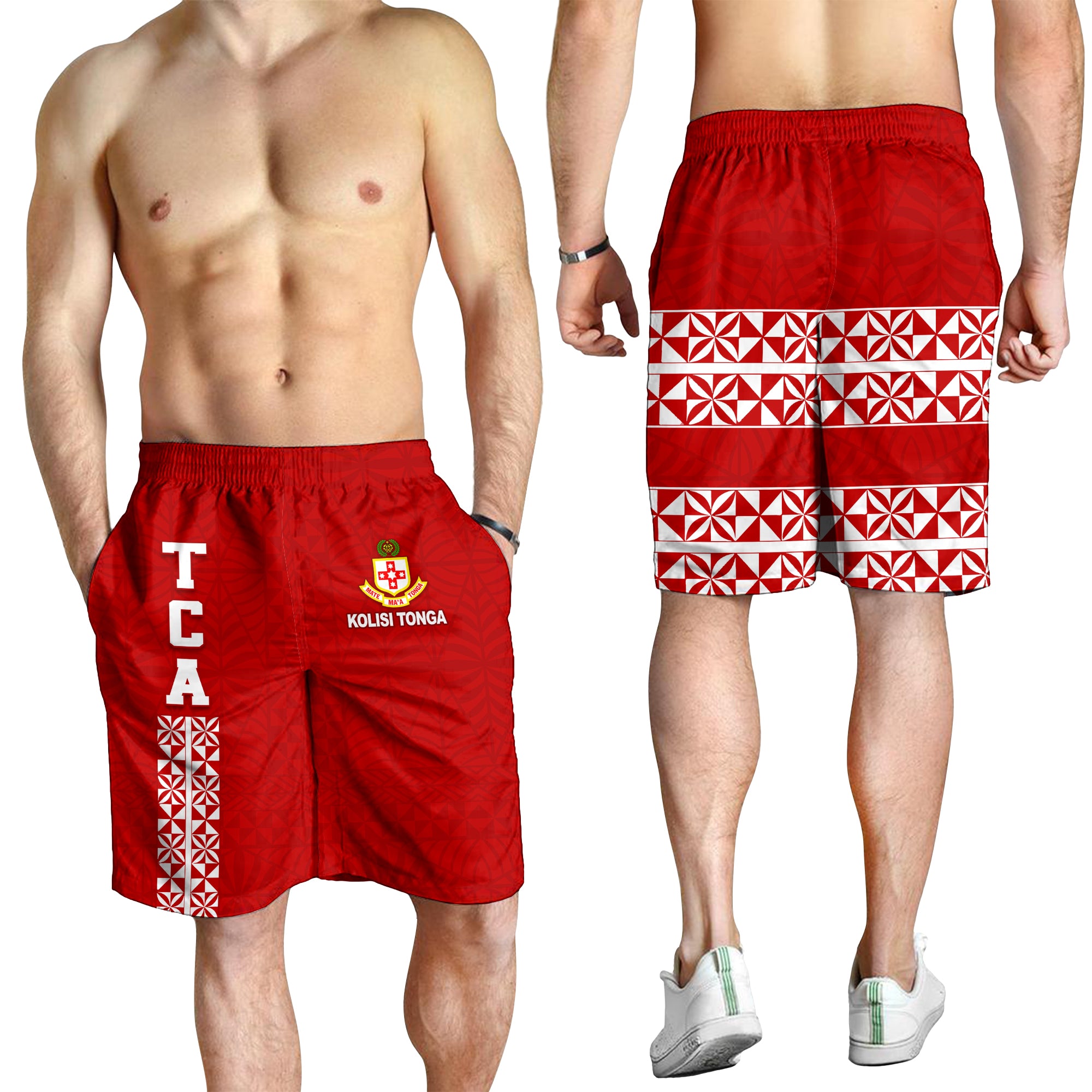 Kolisi Tonga Men Shorts - TCA LT13 Red - Polynesian Pride