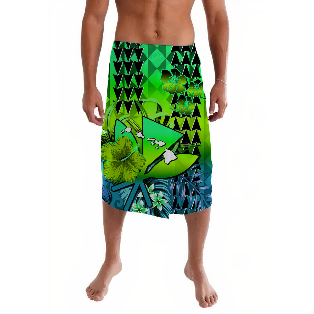 Hawaii Flowers Lavalava Green Tribal Pattern Hawaiian LT13 Green - Polynesian Pride