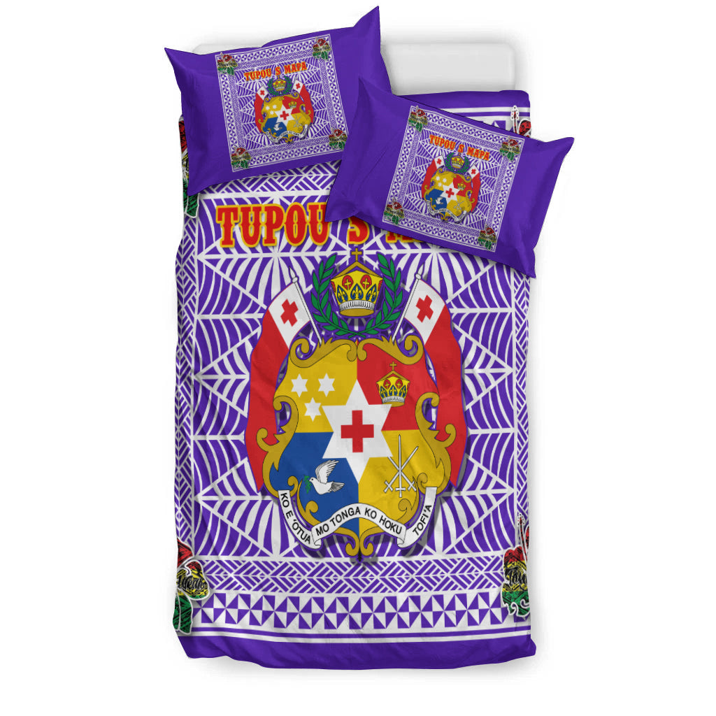 (Tupou S Mapa) Tonga Pattern with Coat of Arms Bedding Set LT4 - Polynesian Pride