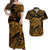 Hawaii Turtle Polynesian Matching Dress and Hawaiian Shirt Matching Couples Outfit Plumeria Flower Unique Style Gold LT8 Gold - Polynesian Pride