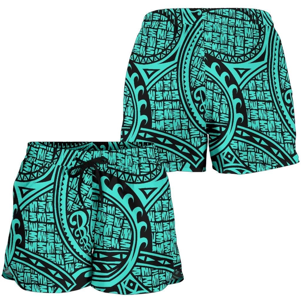 Polynesian Maori Lauhala Turquoise Women's Short Women Turquoise - Polynesian Pride