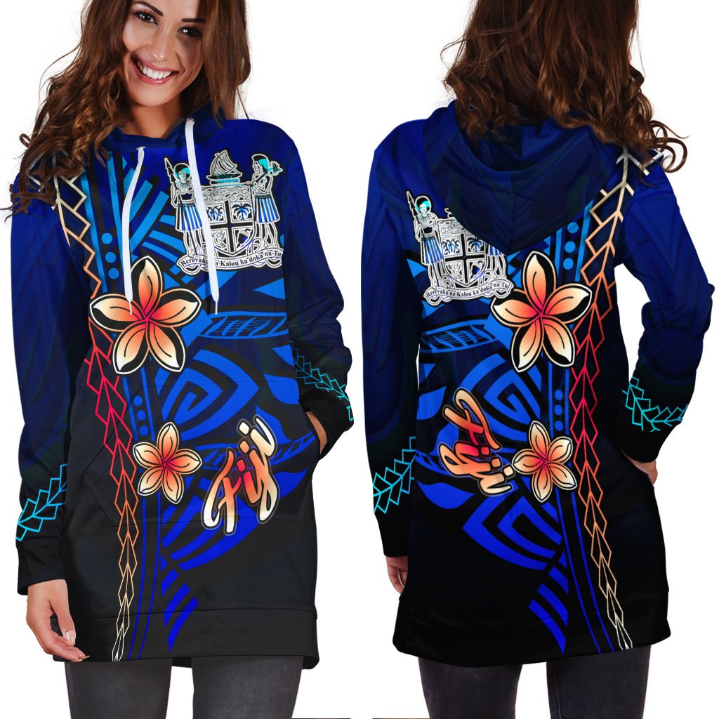 Fiji Hoodie Dress - Vintage Tribal Mountain Crest - Polynesian Pride