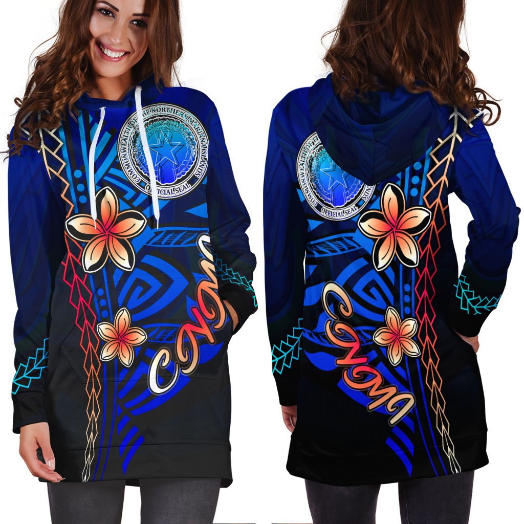 Northern Mariana Islands Hoodie Dress - Vintage Tribal Mountain - Polynesian Pride