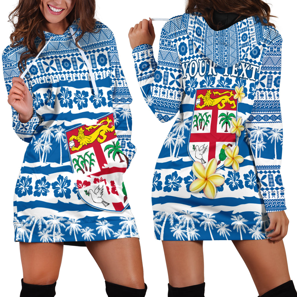 (Custom Personalised) Fiji Polynesian Hoodie Dress Fijian Tapa Pattern LT13 Blue - Polynesian Pride