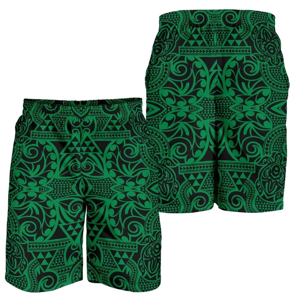 Polynesian Kakau Turtle Green Men's Short Green - Polynesian Pride
