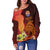 Tahiti Custom Personalised Women's Off Shoulder Sweater - Tribal Tuna Fish - Polynesian Pride