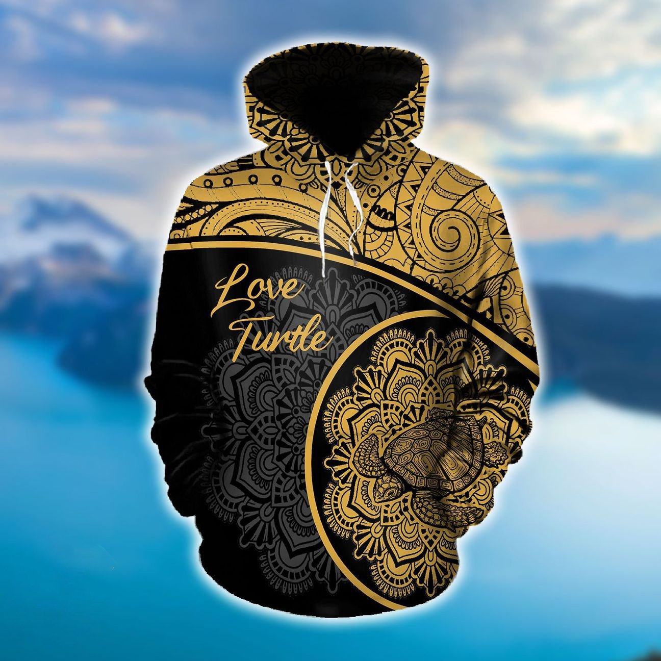 Hawaii Love Turtle Hoodie Una Style Unisex Gold - Polynesian Pride