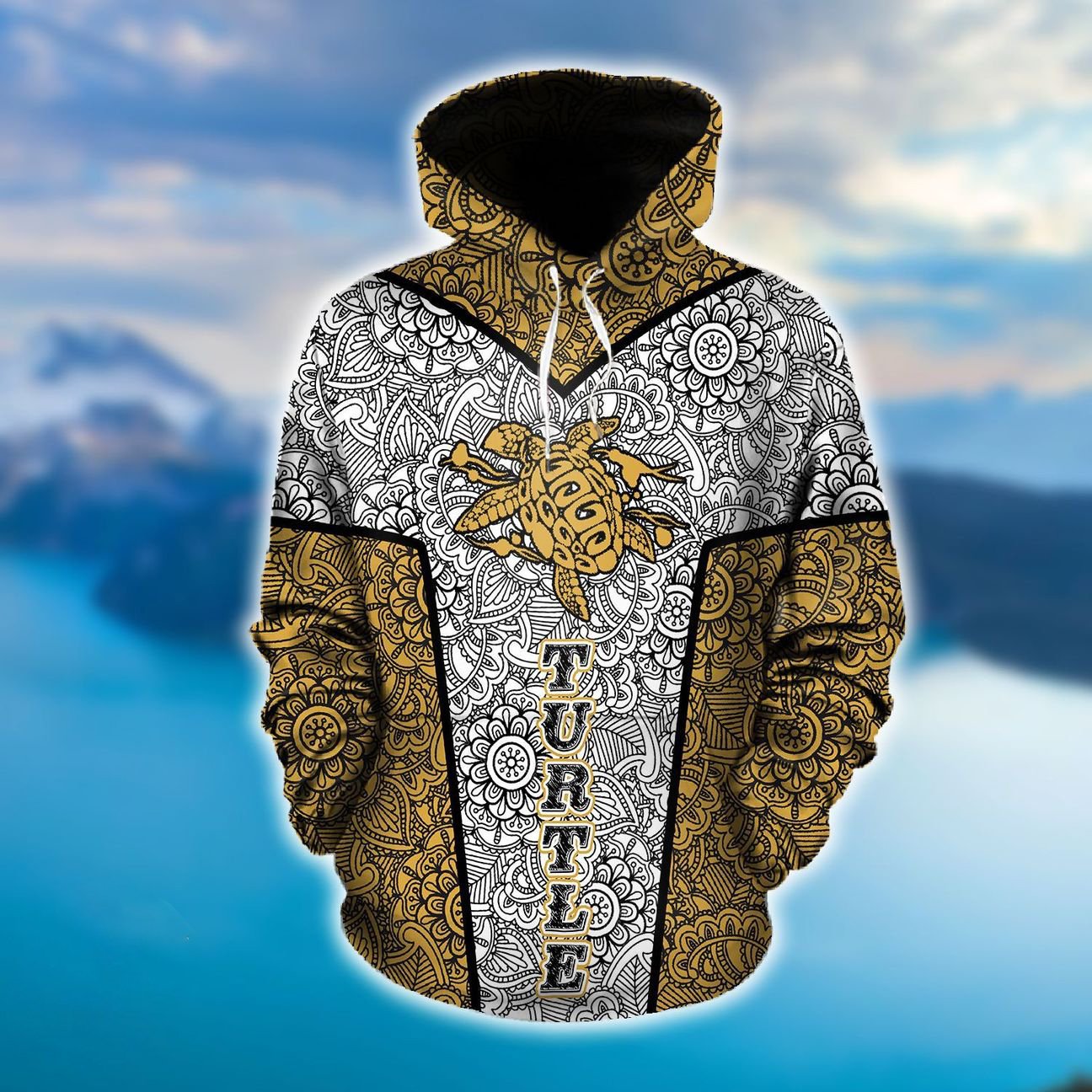 Hawaii Lucky Turtle Tribal Polynesian Hoodie Gold Unisex Gold - Polynesian Pride