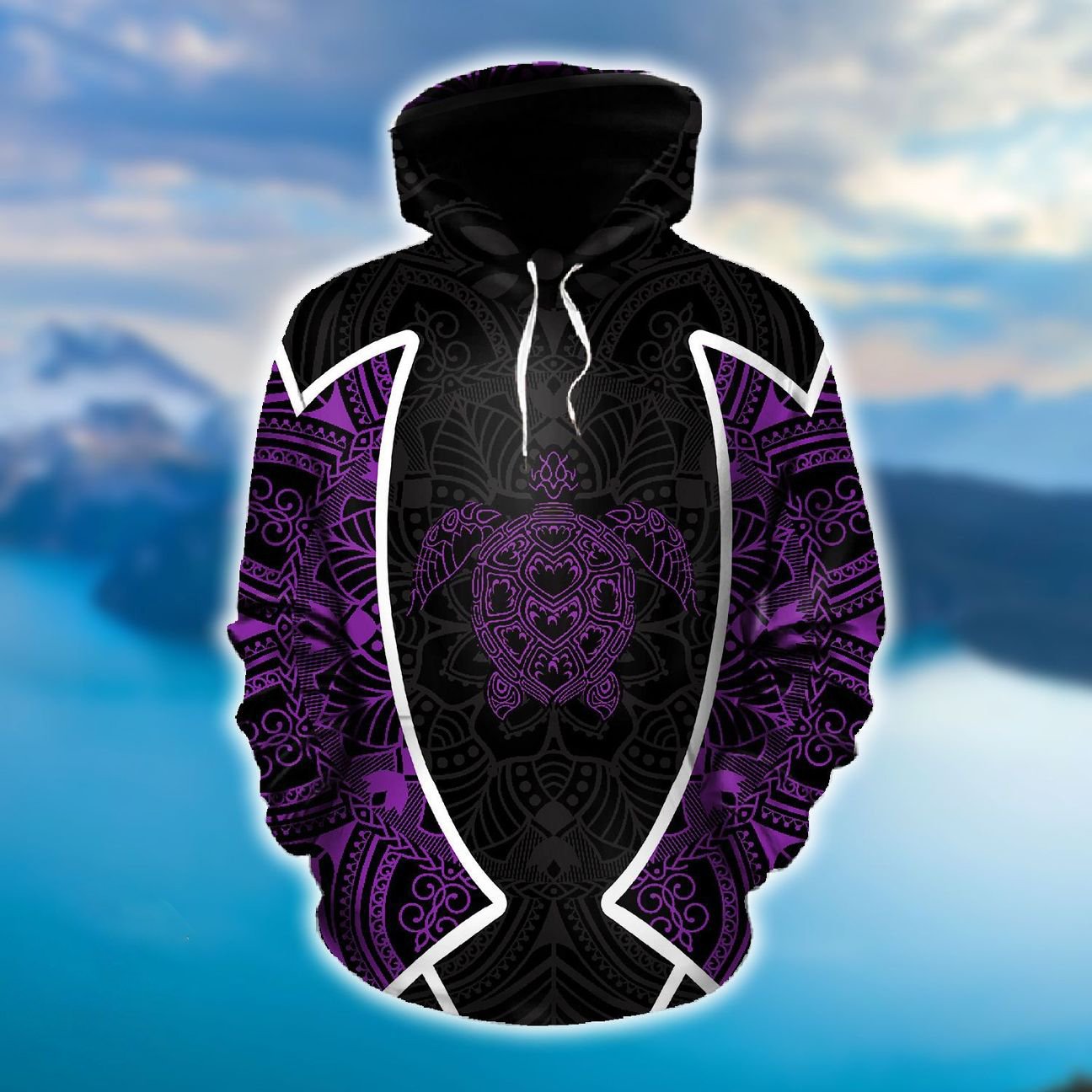 Hawaii Turtle Tribal Polynesian Hoodie Purple Unisex Purple - Polynesian Pride