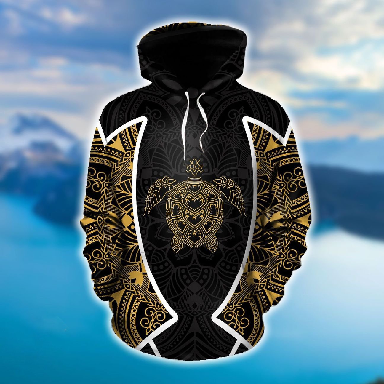 Hawaii Turtle Tribal Polynesian Hoodie Gold Unisex Red - Polynesian Pride