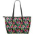 Hawaii Tropical Flowers, Palm And Leaves Large Leather Tote Green - Polynesian Pride