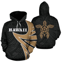 Hawaii Turtle Polynesian Hoodie Warrior Style Unisex Black - Polynesian Pride