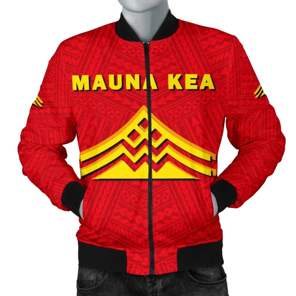 Hawaii Mauna Kea Polynesian Men's Bomber Jacket Red - Polynesian Pride