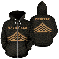 Hawaii Mauna Kea Polynesian Zip up Hoodie Gold Unisex Gold - Polynesian Pride