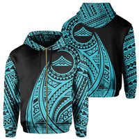 Hawaii Mauna Kea Polynesian Zip up Hoodie Tatoo Style Blue Unisex Blue - Polynesian Pride
